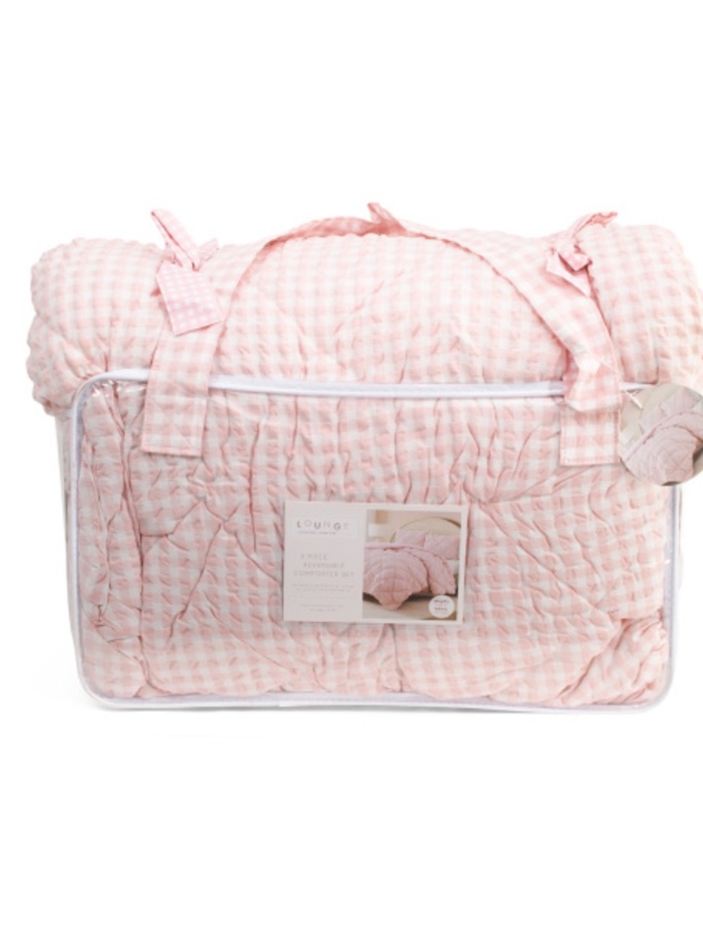 Lounge Pink Gingham Comforter Set - Soft Pink Bedspread
